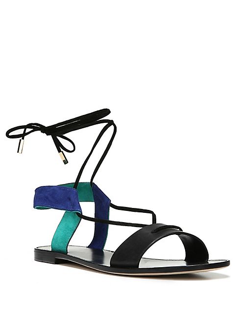 Diane von Furstenberg - Estonia Leather & Suede Lace-Up Sandals