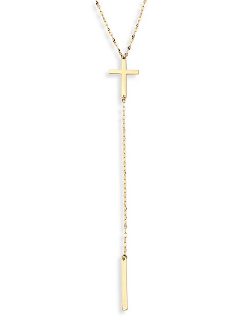 LANA JEWELRY - Bond Crossary Chime 14K Yellow Gold Lariat Necklace