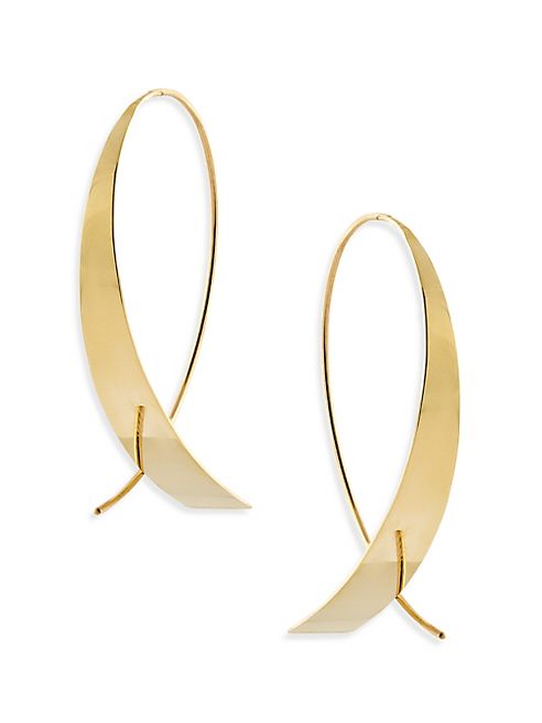 LANA JEWELRY - Bond Small Gloss 14K Yellow Gold Upside Down Hoop Earrings