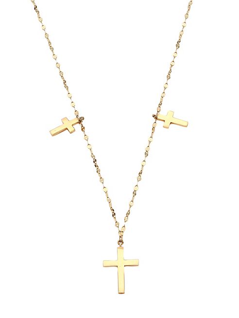 LANA JEWELRY - Bond Triple Cross 14K Yellow Gold Pendant Necklace