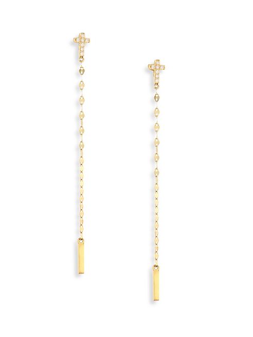 LANA JEWELRY - Flawless Vol. 6 Diamond Cross & 14K Yellow Gold Eardusters