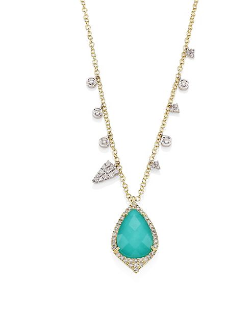 Meira T - Diamond & Turquoise Doublet Pendant Necklace