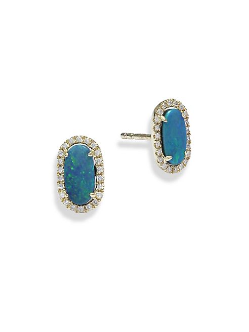 Meira T - Diamond & Opal Stud Earrings