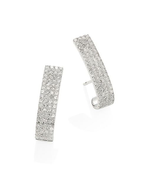 Meira T - Diamond & 14K White Gold Hug Earrings