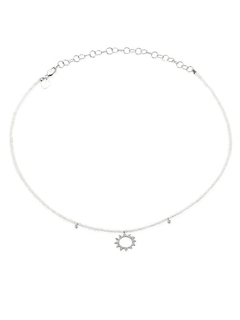 Meira T - Sunburst Diamond, Moonstone & 14K White Gold Choker