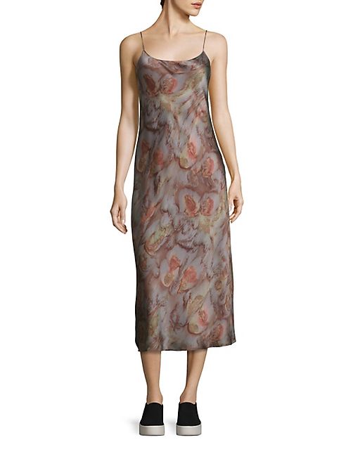 Vince - Watercolor Printed Silk Slip Dress