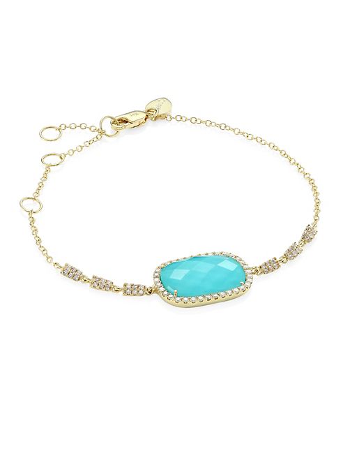 Meira T - Diamond, Turquoise Doublet & 14K Yellow Gold Bracelet