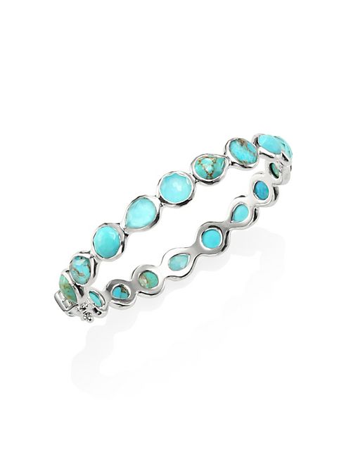 IPPOLITA - 925 Rock Candy Wonderland All Around Turquoise Hinged Bangle