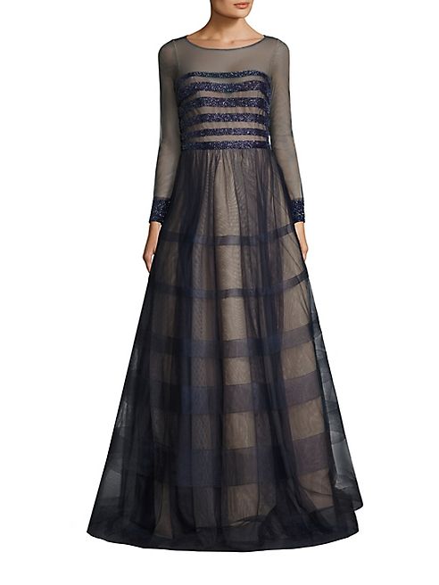 Basix Black Label - Beaded Striped Gown