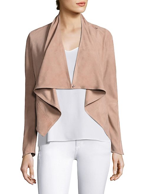 LAMARQUE - Madison Asymmetrical Drape Suede Jacket