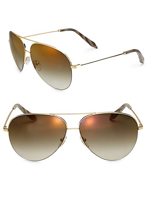 Victoria Beckham - Classic Victoria Large 64MM Mirrored Aviator Sunglasses