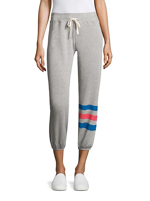 SUNDRY - Heart Striped Cropped Sweatpants