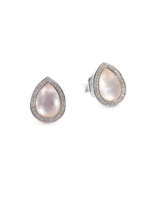 IPPOLITA - 925 Lollipop Small Diamond & Mother-Of-Pearl Teardrop Stud Earrings