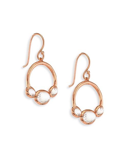 IPPOLITA - Ipp Rosé Rock Candy Clear Quartz & 18K Rose Gold Mini Door Knocker Earrings