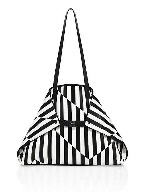 Akris - AI Medium Convertible Striped Leather Tote