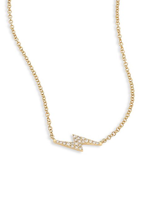 EF Collection - Lightning Bolt Diamond & 14K Yellow Gold Pendant Necklace