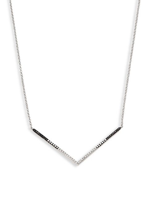 EF Collection - Chevron Fade Multicolor Diamond & 14K White Gold Pendant Necklace