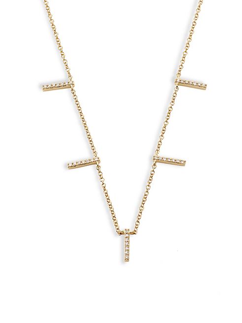 EF Collection - 5-Bar Diamond & 14K Yellow Gold Necklace