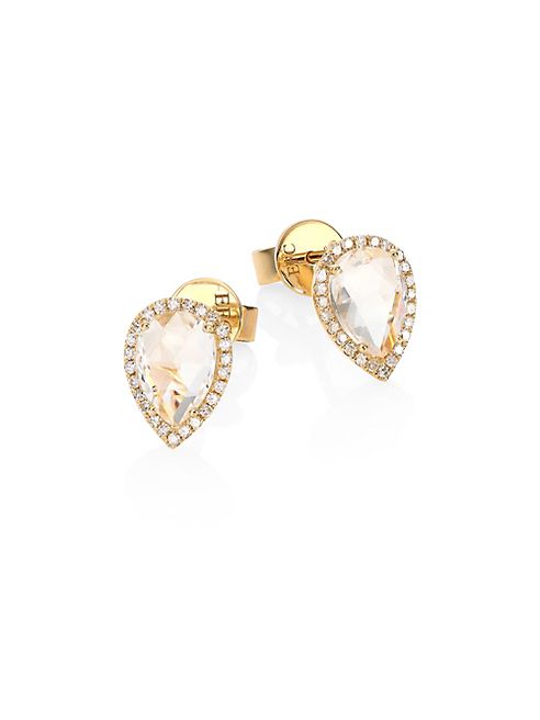 EF Collection - Teardrop Diamond & White Topaz Stud Earrings