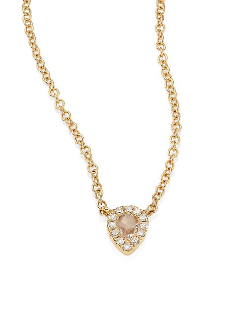 EF Collection - Mini Teardrop Diamond, White Topaz & 14K Yellow Gold Choker