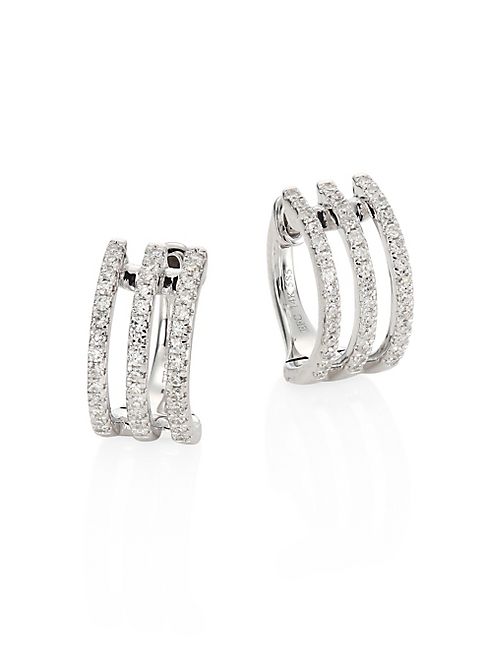 EF Collection - Multi Huggie Diamond & 14K White Gold Earrings