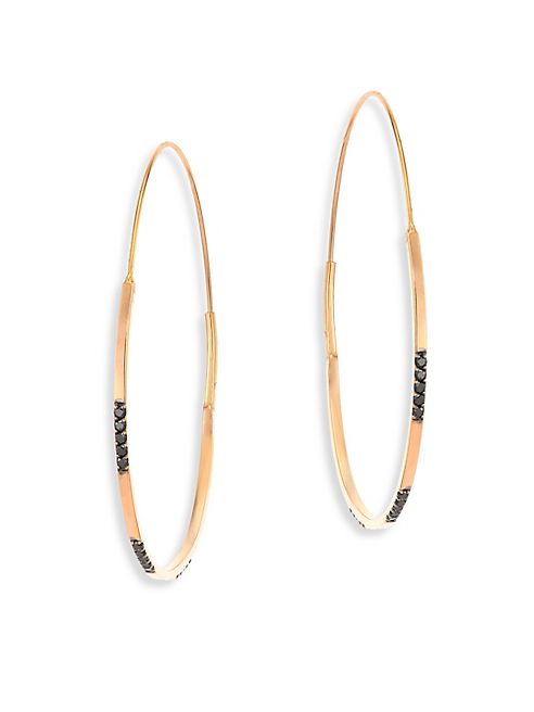 LANA JEWELRY - Reckless Vol. 2 Small Black Diamond & 14K Yellow Gold Magic Hoop Earrings