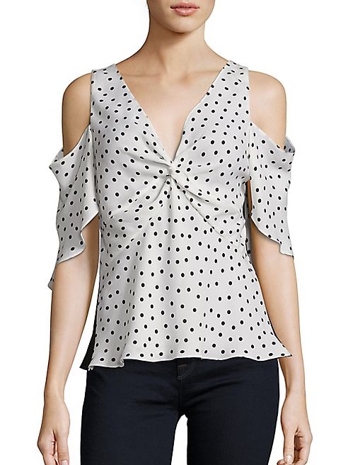 McQ Alexander McQueen - Cold-Shoulder Polka Dot Top