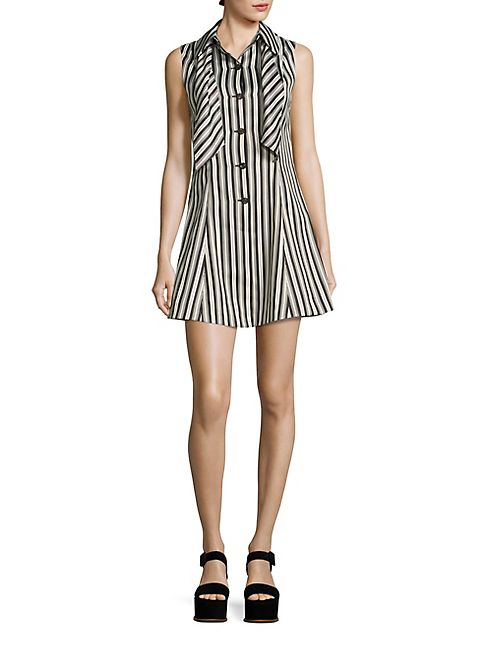 McQ Alexander McQueen - Neck Tie Striped Dress