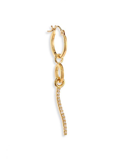 Paige Novick - Modular Single Mini 18K Yellow Gold Hoop Earring & Interchangeable Diamond Bar Charm