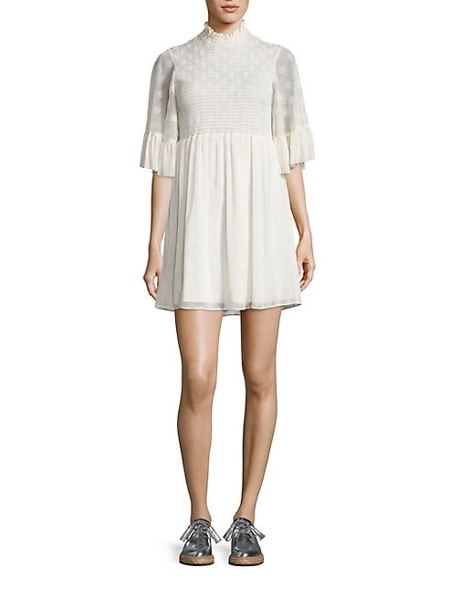 McQ Alexander McQueen - Smocked Ruffle Mini Dress