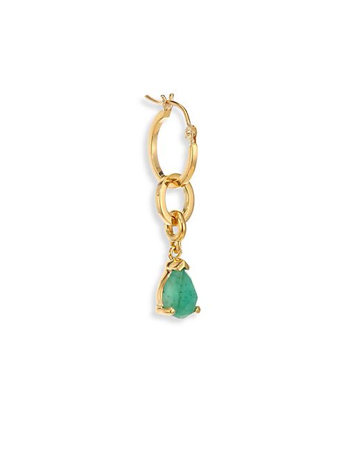 Paige Novick - Modular Single Mini 18K Yellow Gold Hoop Earring & Interchangeable Emerald Charm