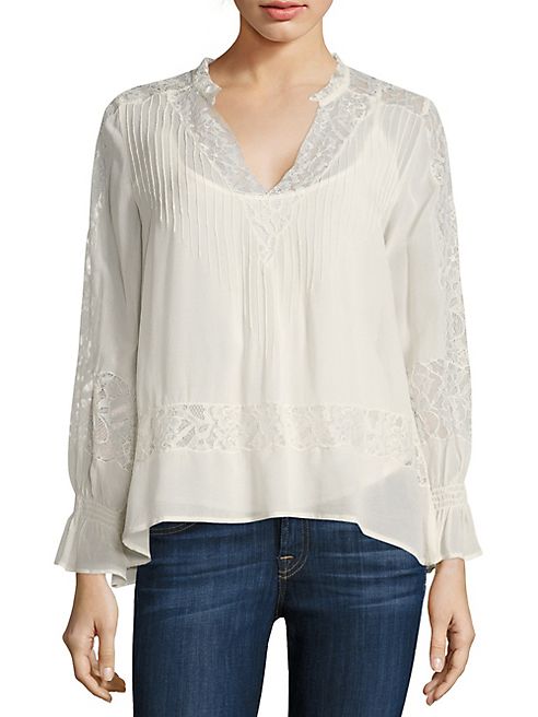 Love Sam - Victorian Pleated Lace-Inset Blouse