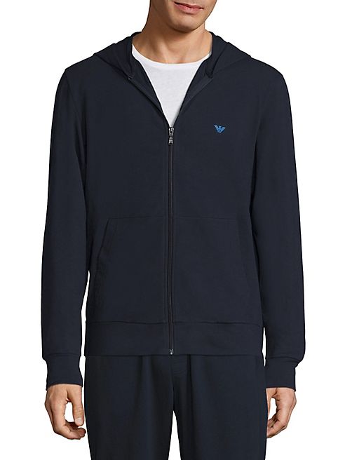 Emporio Armani - Solid Hooded Loungewear Jacket