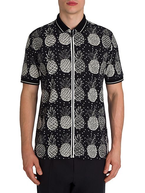 Dolce & Gabbana - Pineapple Printed Zip-Up Shirt