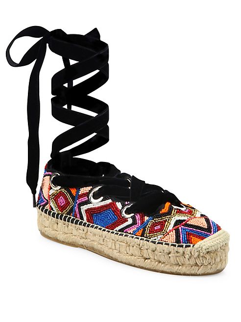 Ash - Xenos Beaded Lace-Up Espadrilles