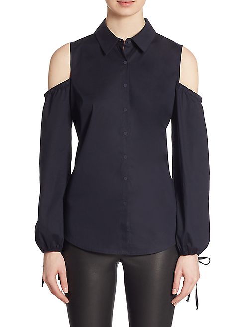 Saks Fifth Avenue Collection - Cold Shoulder Poplin Top