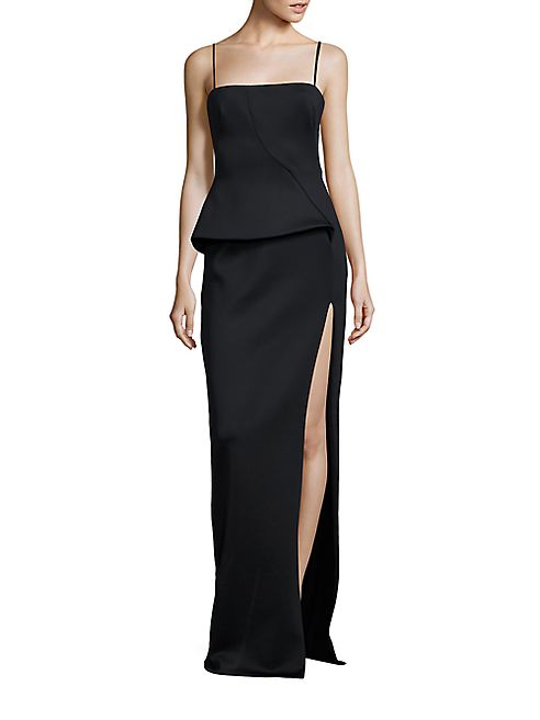 Black Halo - Tia Neoprene Peplum Gown