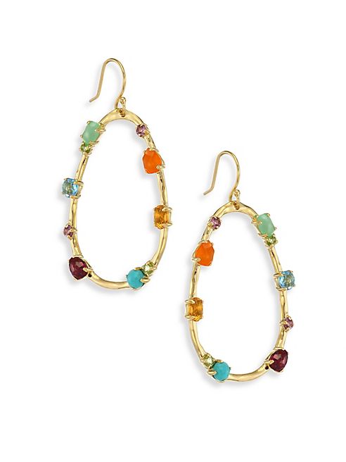 IPPOLITA - 18K Rock Candy Semi-Precious Multi-Stone Large Frame Earrings