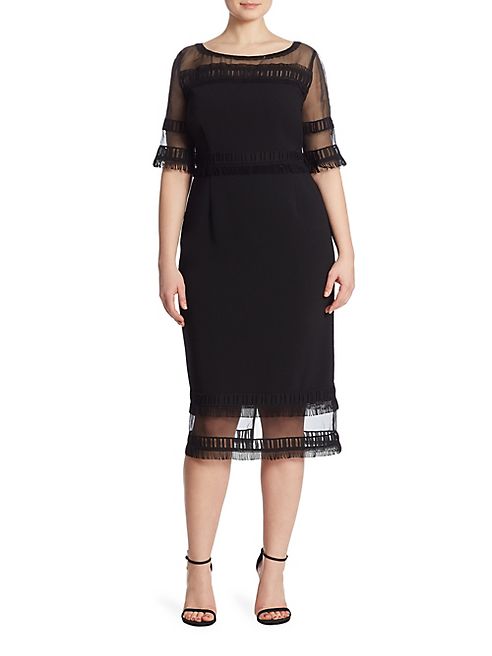 Marina Rinaldi, Plus Size - Diabase Fringe Trimmed Dress