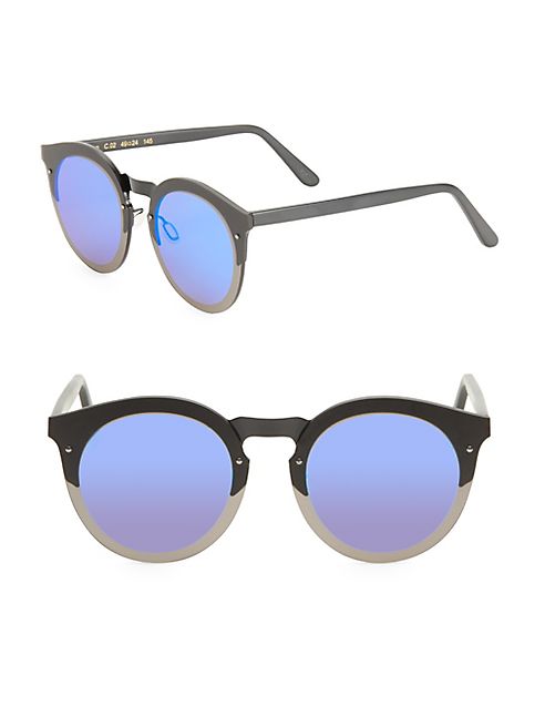 Illesteva - Palermo 49MM Matte Round Mirrored Sunglasses