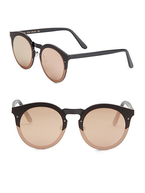 Illesteva - Palermo 49MM Matte Round Mirrored Sunglasses