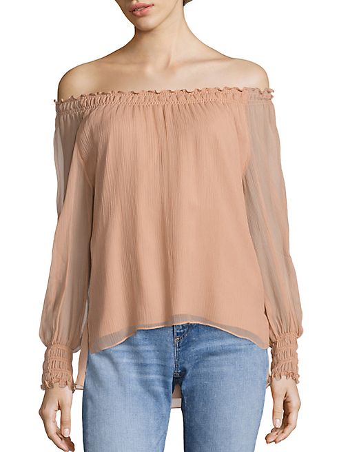 Elizabeth and James - Michela Silk Off-The-Shoulder Blouse