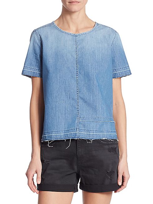 AG - Tawny Raw Hem Chambray Tee