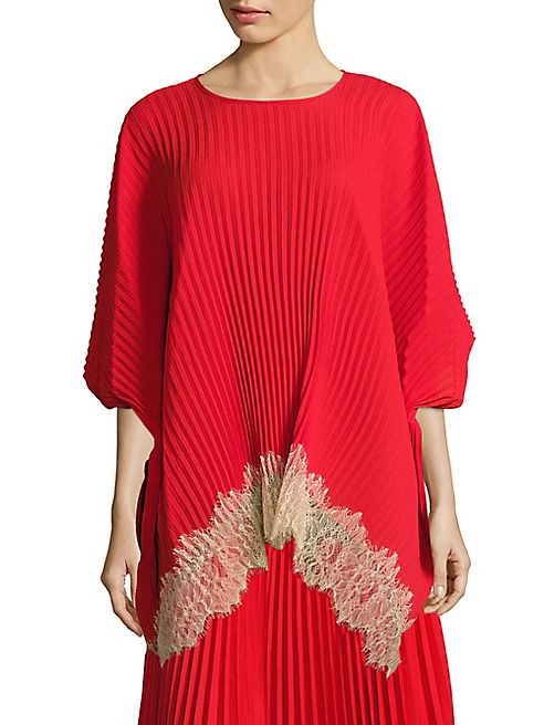 Delfi Collective - Victoria Pleated Lace Hem Top