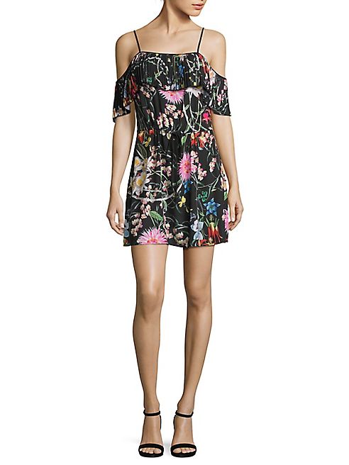 Delfi Collective - Cecilia Floral-Print Cold-Shoulder Dress