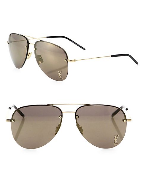 Saint Laurent - Saint Laurent Classic 59MM Mirrored Pilot Sunglasses