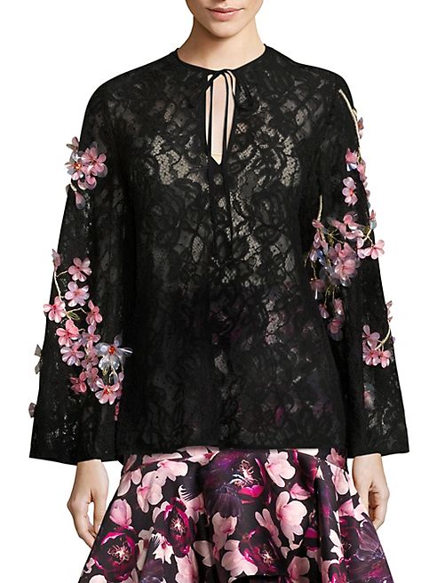 Romance Was Born - Queen of the Night Cherry Blossom Silk Blouse