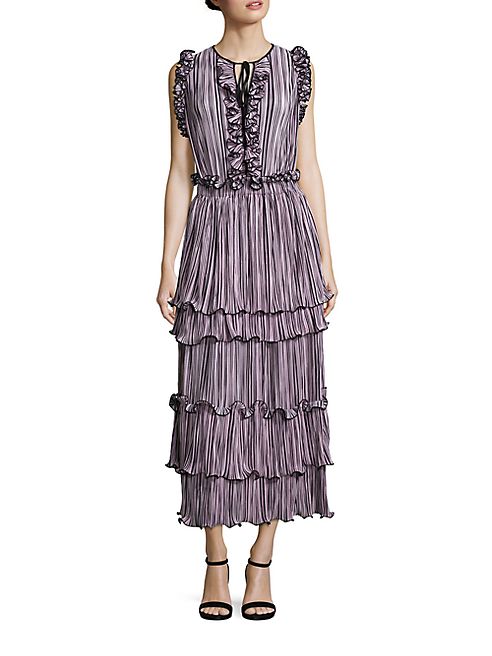 Romance Was Born - Queen of the Night Blossoming Long Pleated Dress