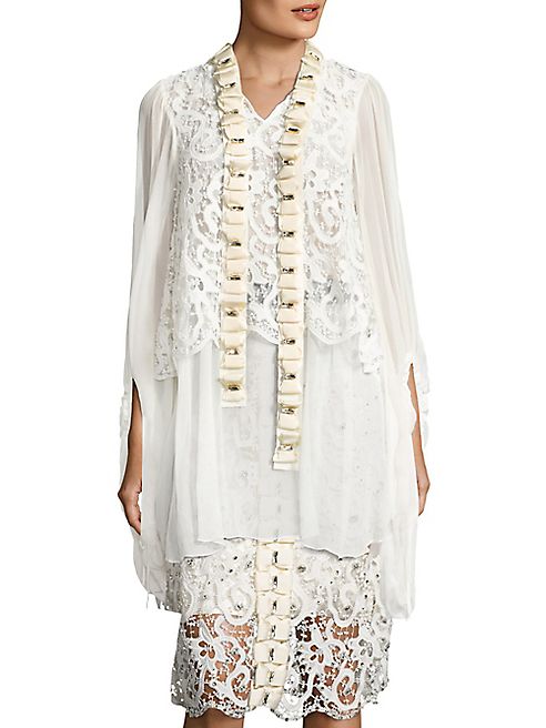 Romance Was Born - Full Moon Crystal Bow Tie-Neck Blouse