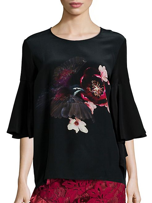 Romance Was Born - Queen of the Night Magnolia Dove Frill Silk Tee